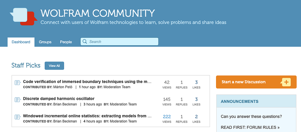 Wolfram Community screenshot