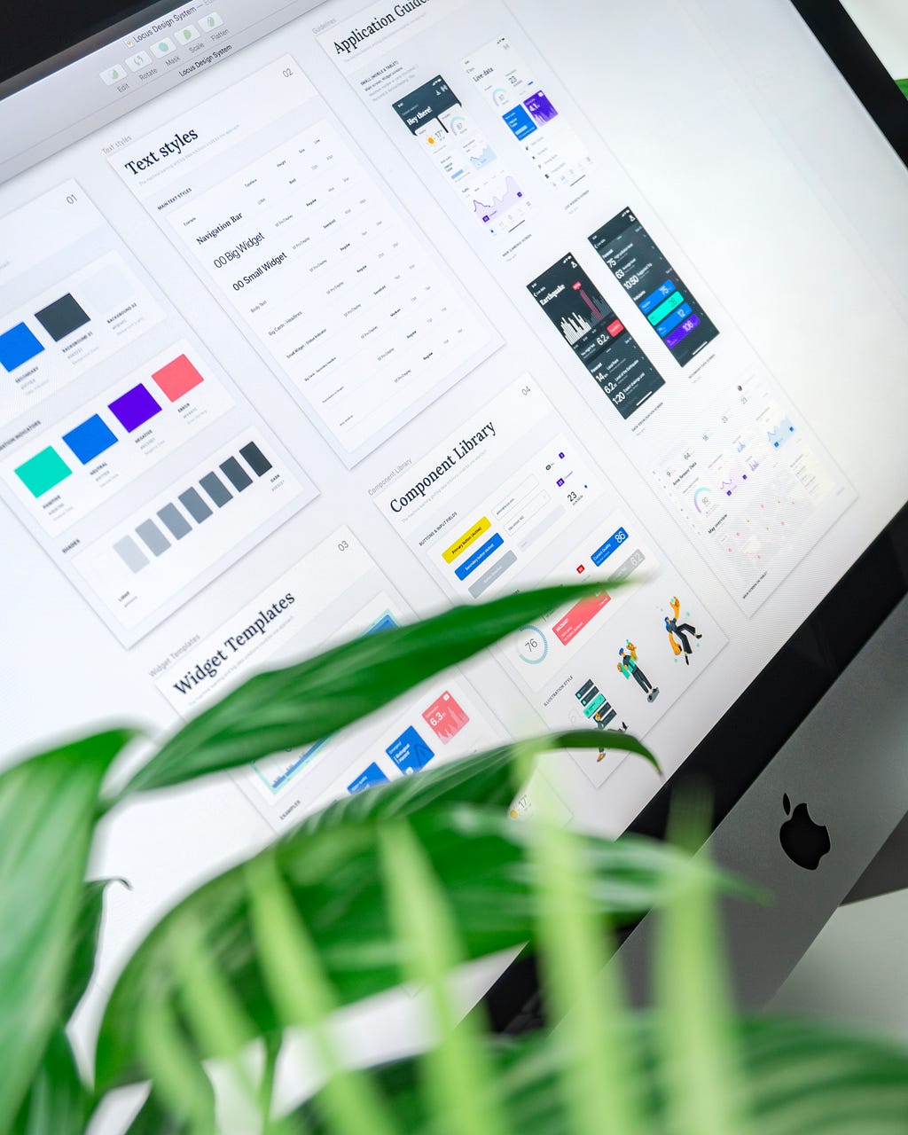 A computer screen displaying the components of a design system.