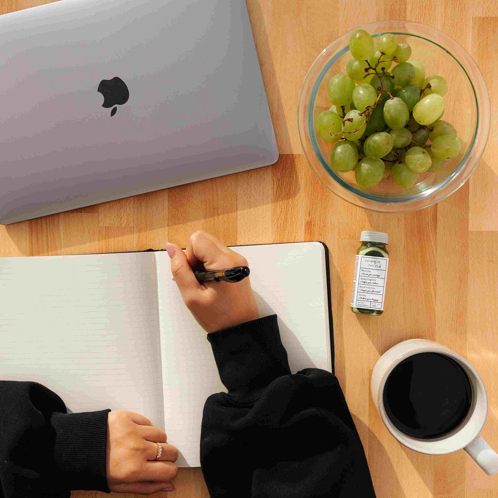 Desk with notebook