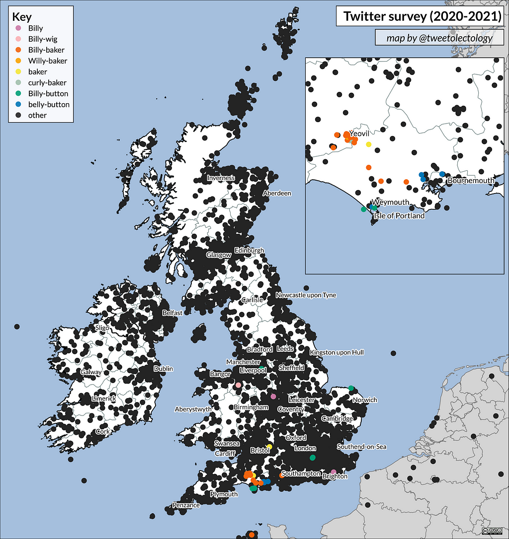 Occurrence map of Billy-baker and related names
