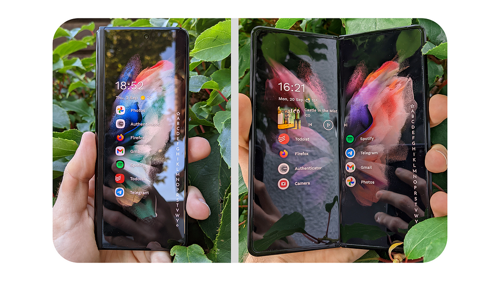 Picture of Niagara Launcher on a Samsung Z Fold 3
