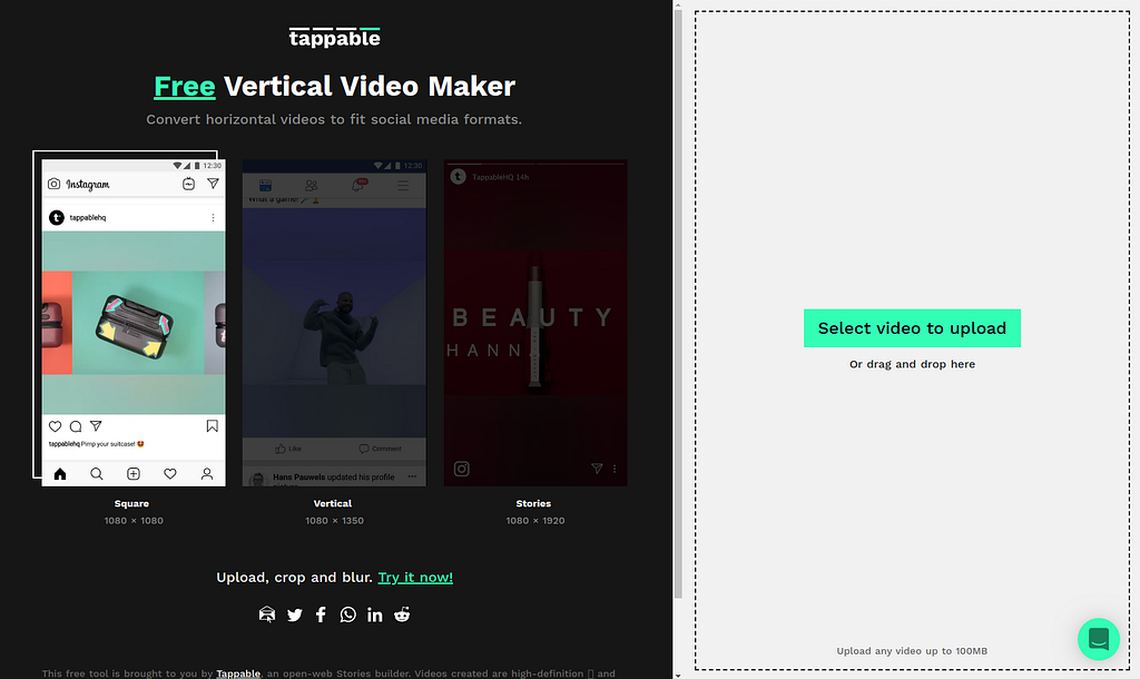 Tappable Vertical Video Converter