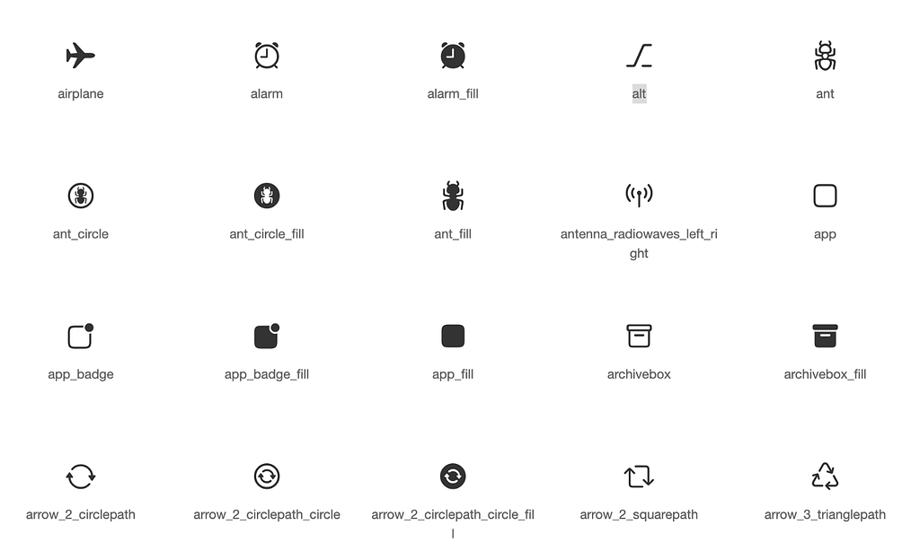 Examples of Cupertino icons.