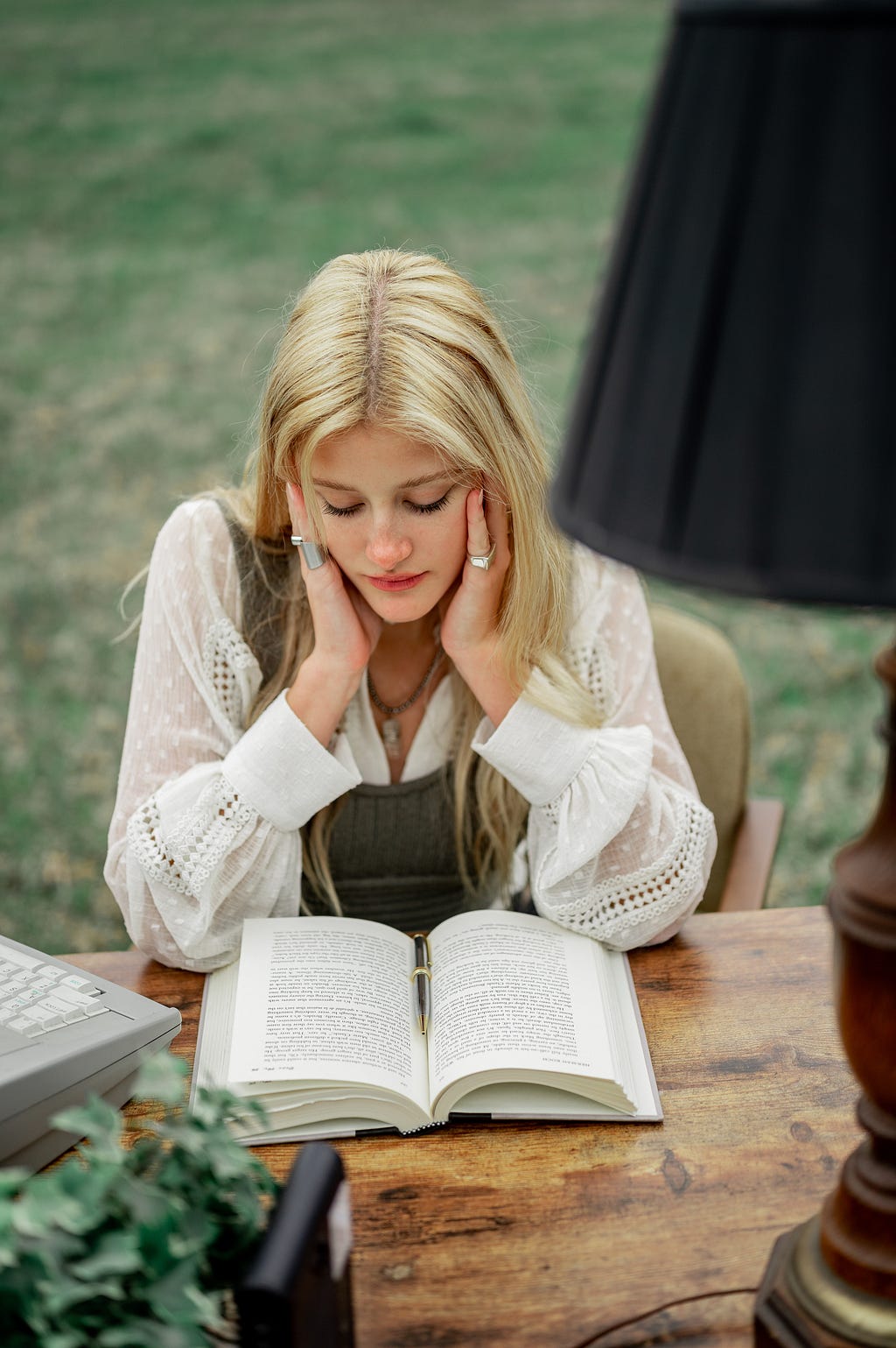 A woman reading a book