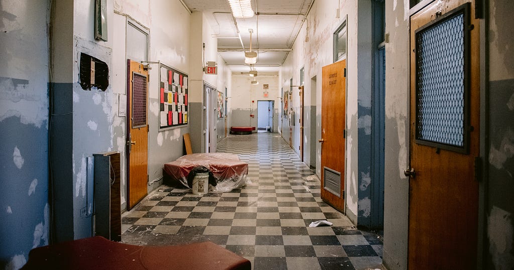 Photo of Abandoned School Hallway in NY by Heather Prescott Liebensohn