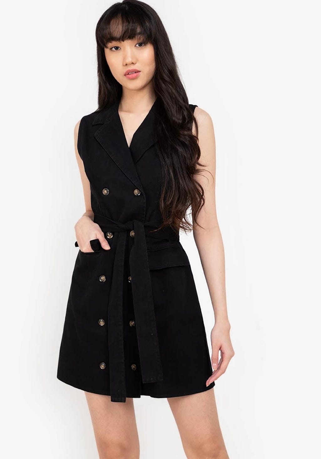 ZALORA Basics Denim Blazer Mini Dress in Black