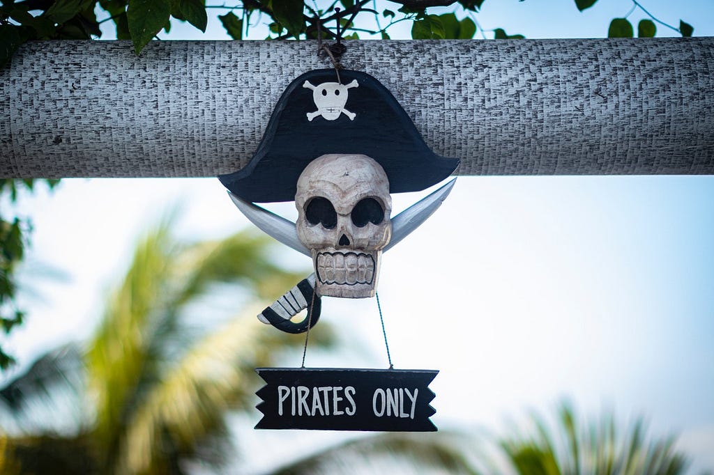 Pirate skull inviting only true pirates