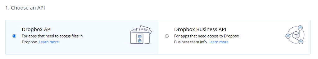 Choose Dropbox API