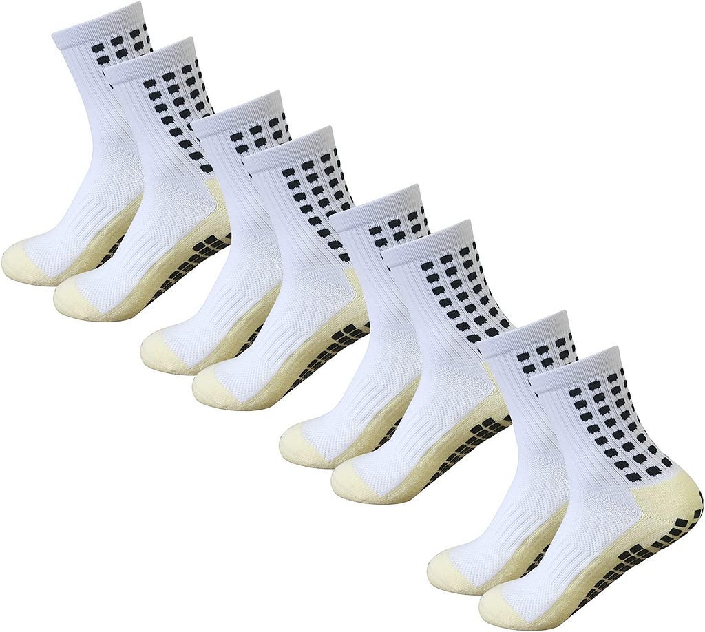 Yufree Grip Soccer Socks Anti Slip Non Slip Mens Athletic Socks for Football Basketball Sports, 4 Pair