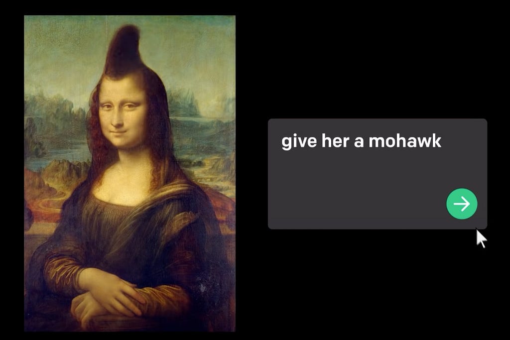 An image of Mona Lisa with a mohawk, created by DALL-E 2