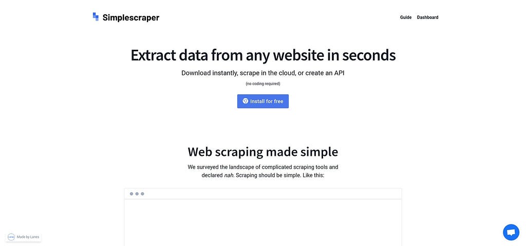 Simplescraper — Scrape Websites and turn them into APIs