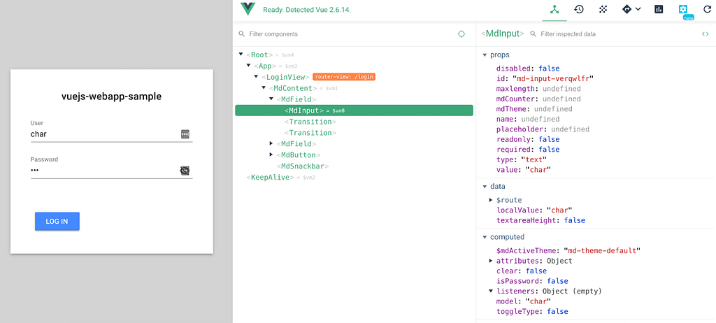 Real time monitoring using Vue JS Dev Tools