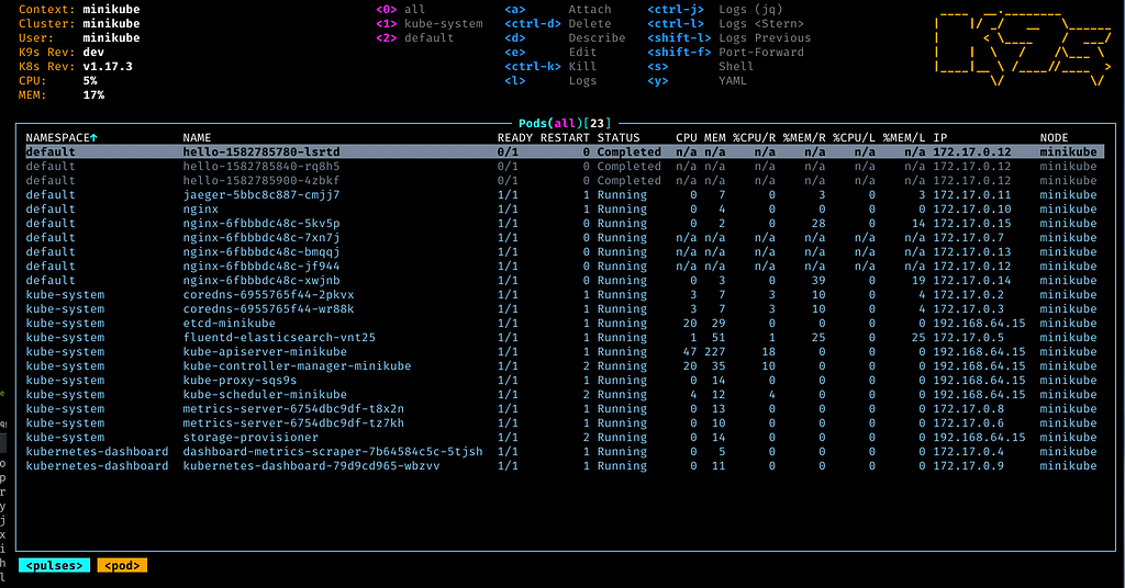 Pods — List out your pods status and resource consumption