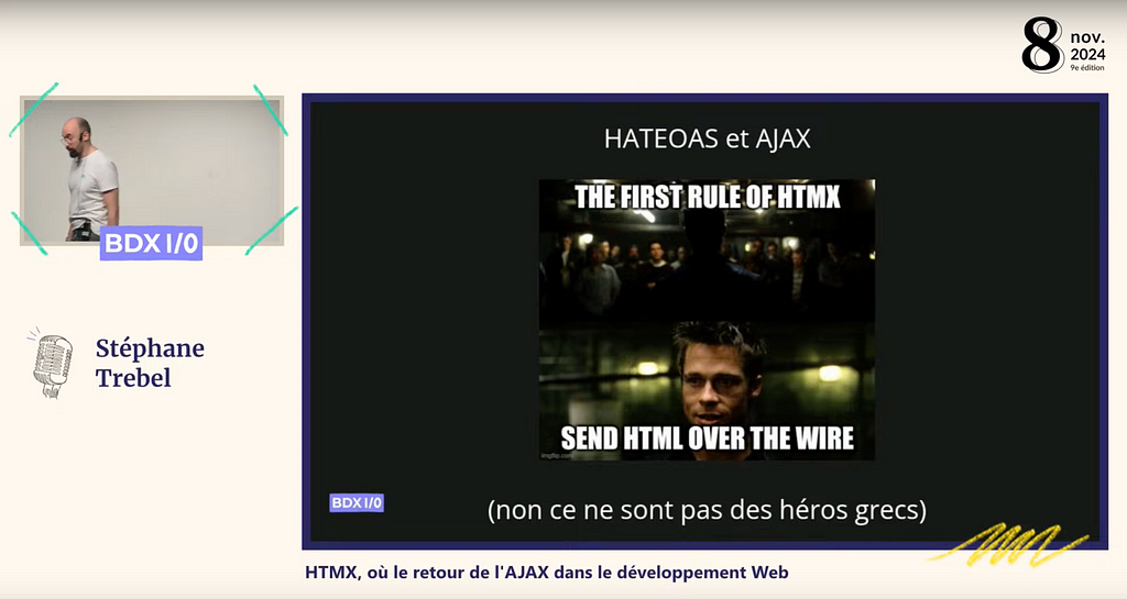 Image de la conférence de Stéphane sur HTMX