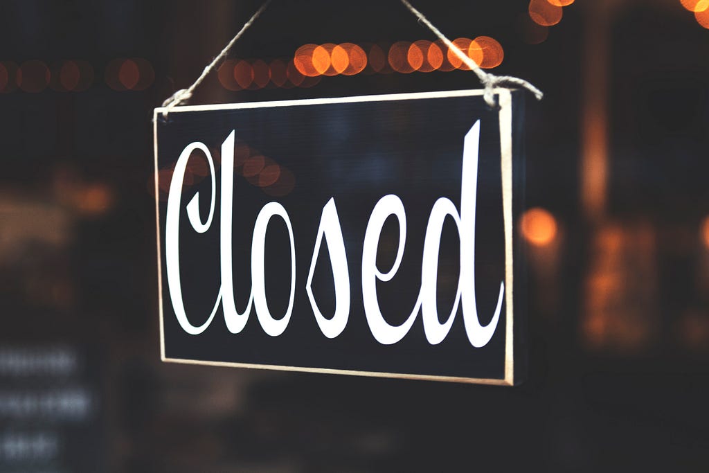 Image with “closed” text