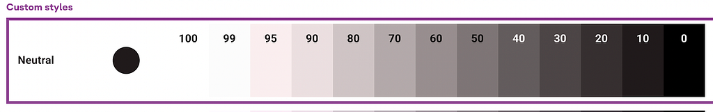 Visual example of neutral  colors from light to dark