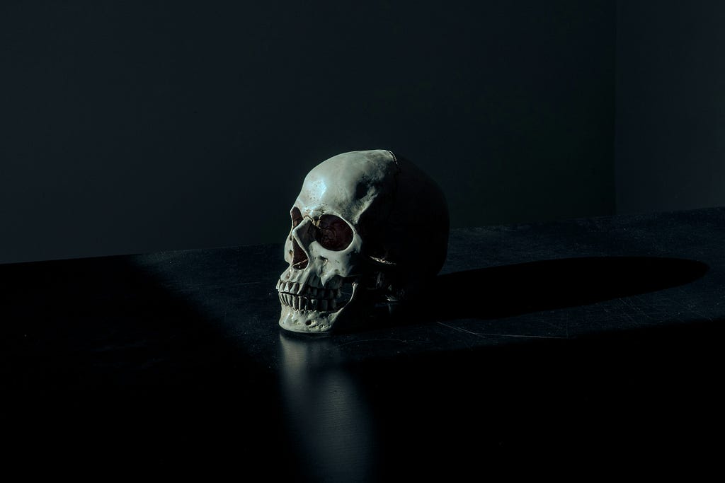 skull with a black backdrop