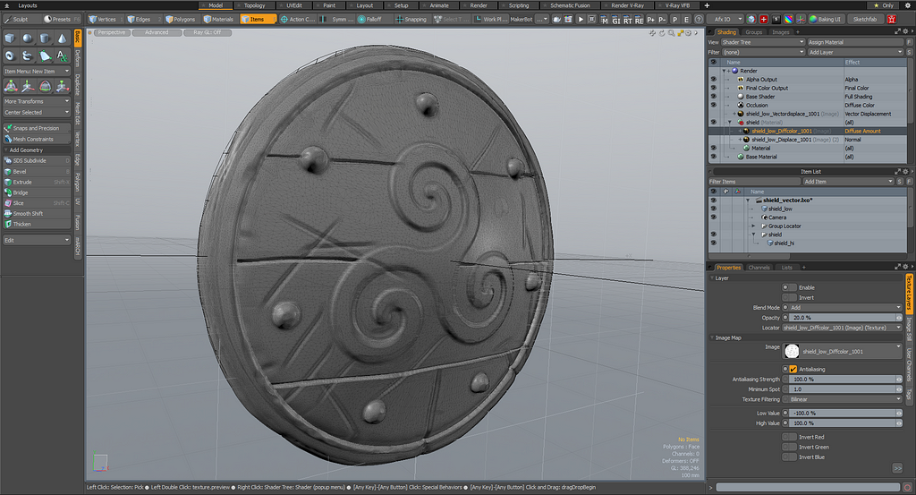 Hi Res Shield Model to be used for Baking