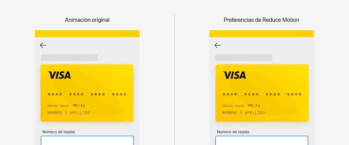 Video demostrativo que compara la ilustración de una tarjeta de crédito con efecto de vórtice versus la misma tarjeta con el efecto apagado.