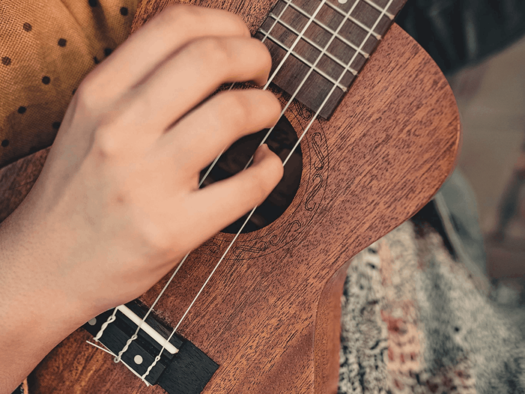 person playing an ukulele