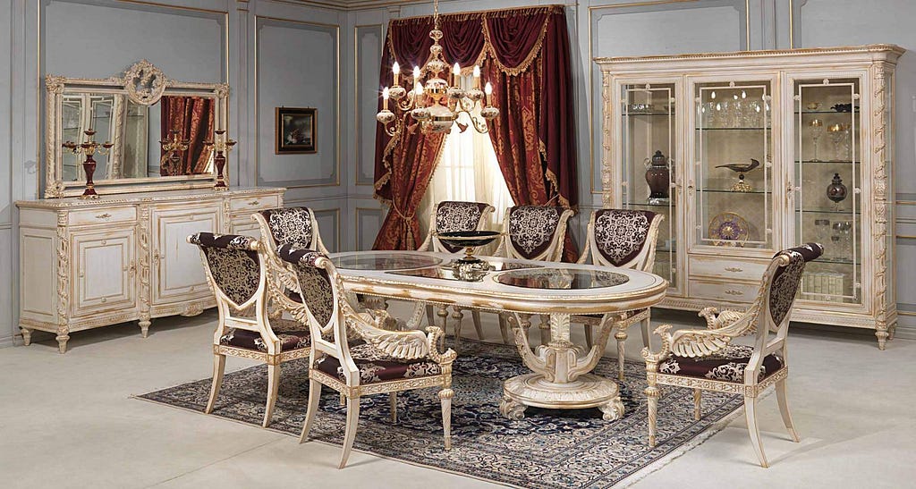 Louis XVI dining table & Chair Set by Royalzig Luxury Furniture