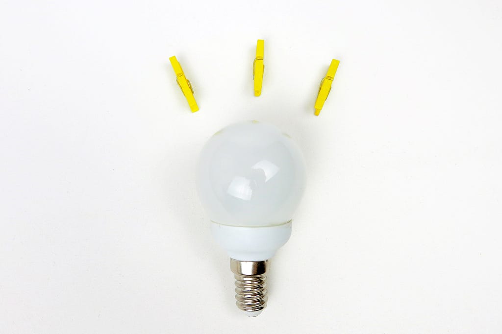 a photo of a lightbulb indicating a thought