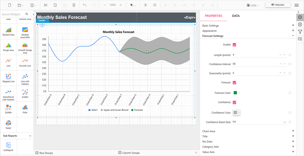 Forecast Settings property | Reporting Tools Software