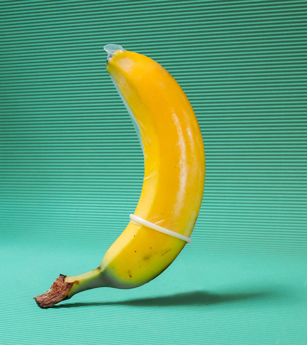 A condom wrapped onto a banana.