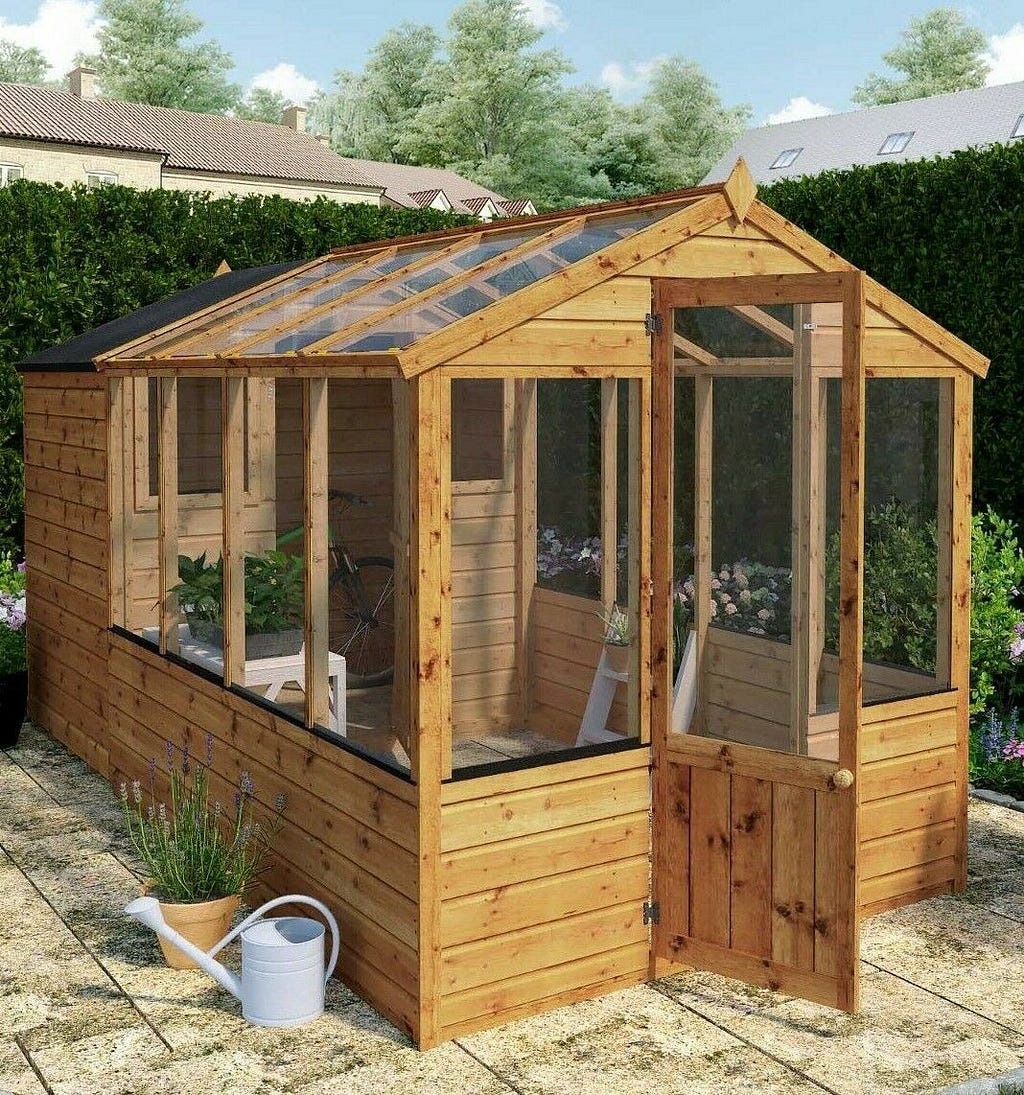 12x6 COMBI GREENHOUSE GARDEN SHED TIMBER WOOD POTTING SHEDS APEX
