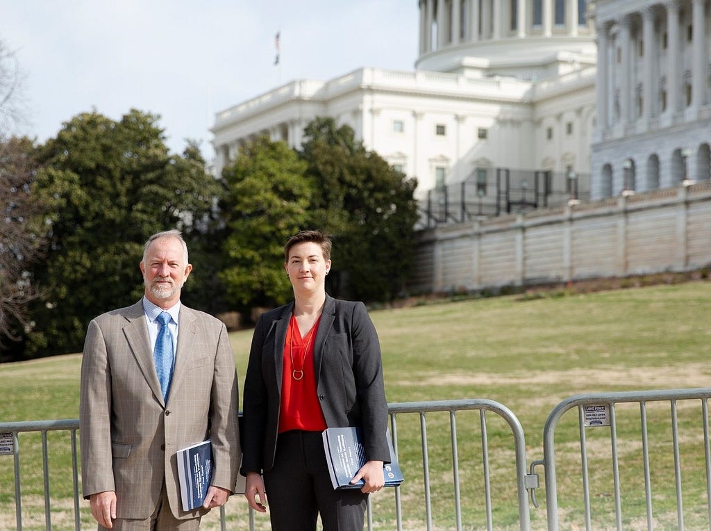 David Luckey, a senior international and defense researcher, and Jayme Fuglesten, director of Congressional Relations at RAND, on Capitol Hill. Photo by Grace Evans/RAND Corporation