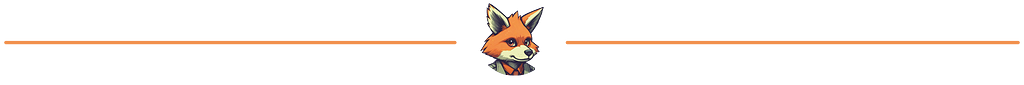 A thin orange line with a 2D-animated fox’s head in the middle, being used as a text separator.