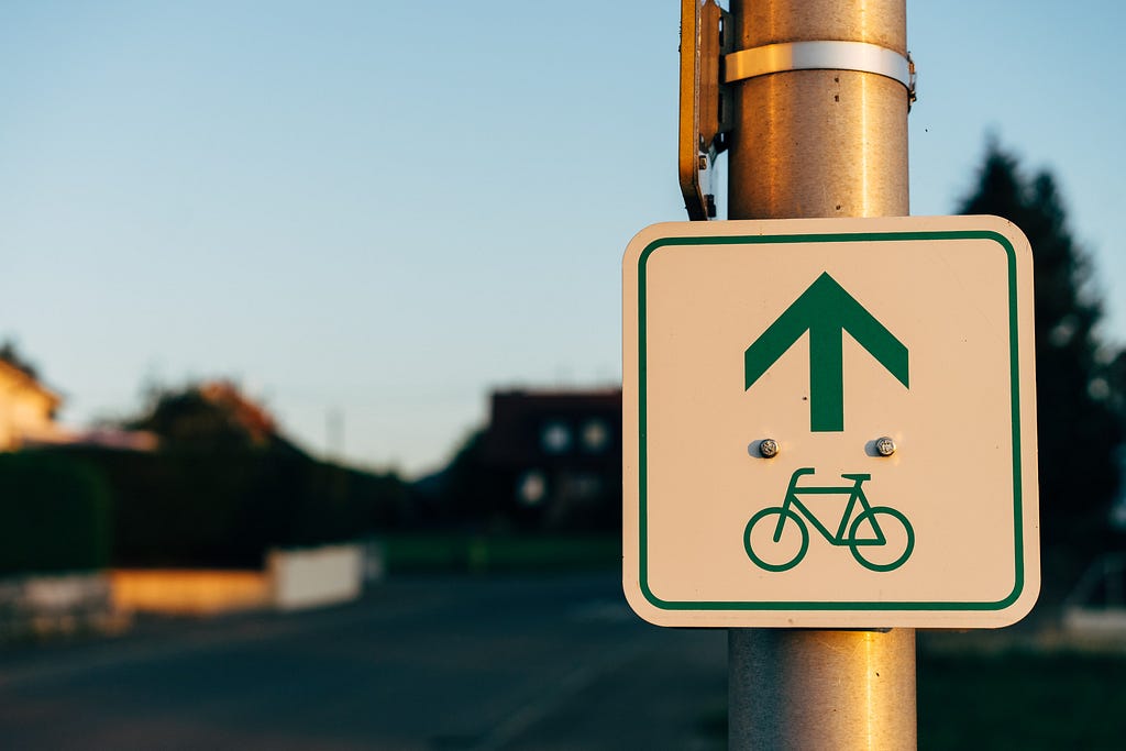 Road sign for a designated bike lane