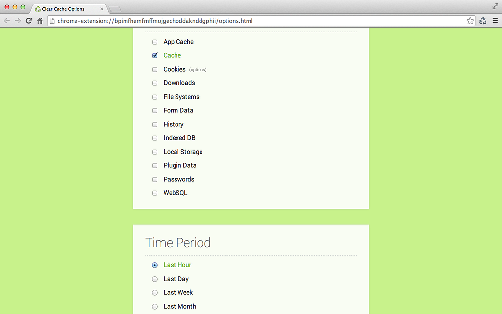Clear Cache extension
