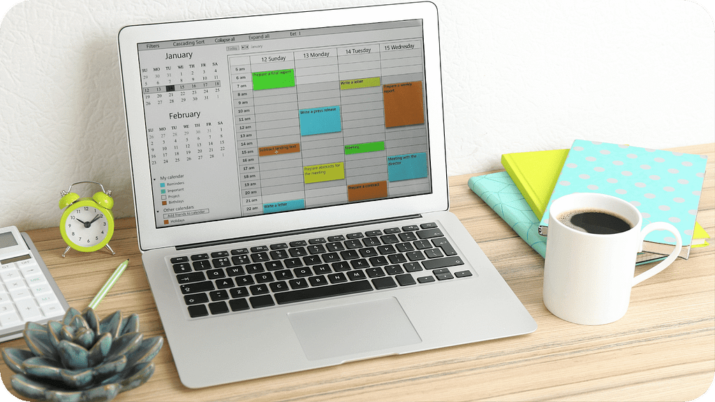 Event calender in a laptop