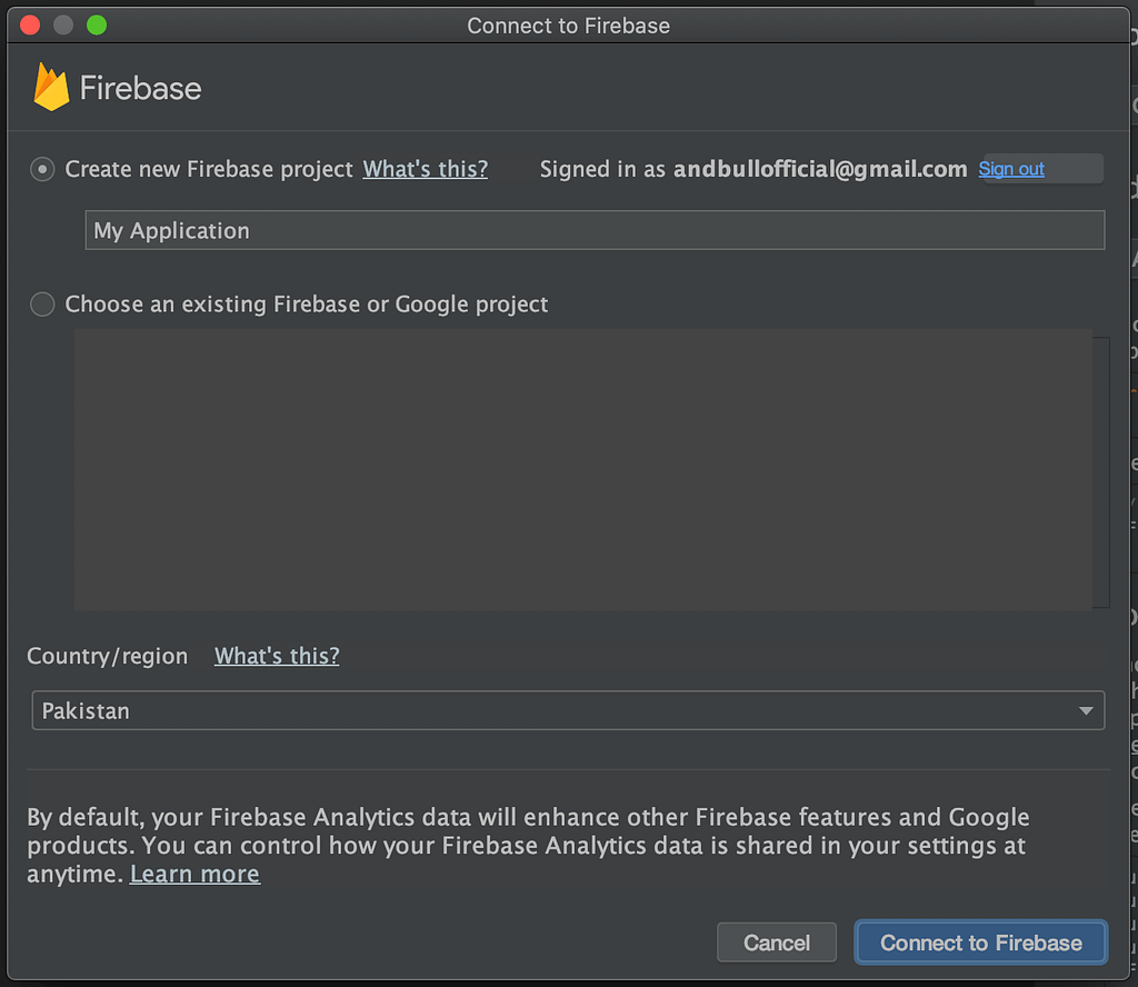 Connecting Android app to Firebase using Android Studio