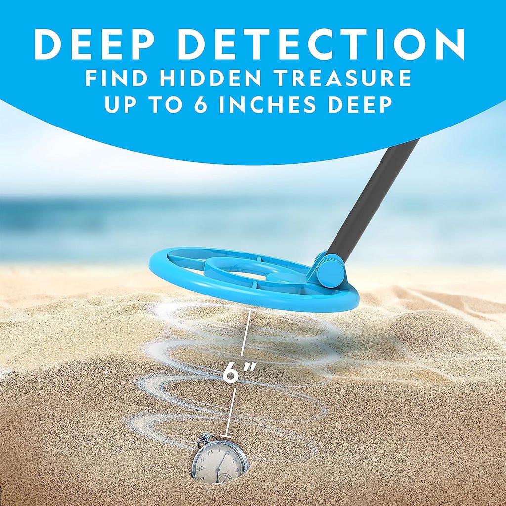 NATIONAL GEOGRAPHIC Metal Detector for Kids - 7.4 Waterproof Metal Detector Coil, Lightweight Gold Detector with Pinpoint Function  LCD Display, Beach Metal Detector (Amazon Exclusive)