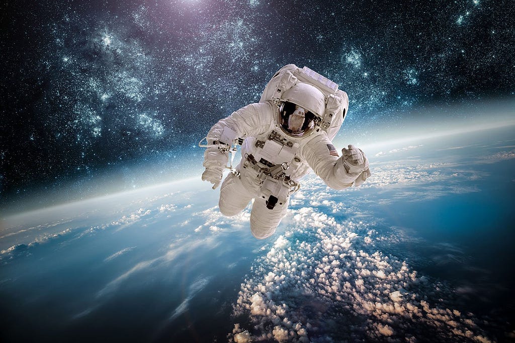 An Astronaut flying in the Space.