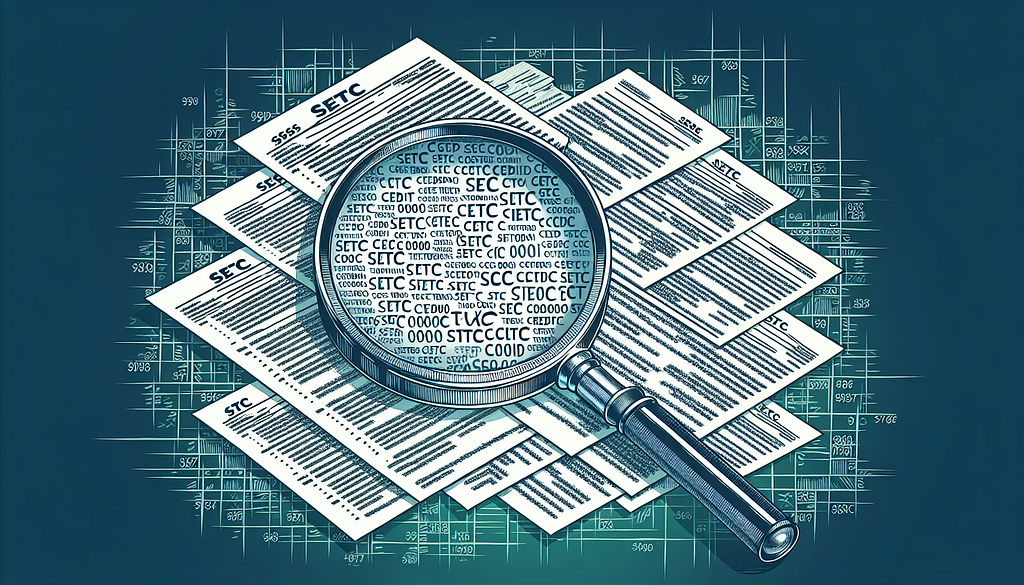 Illustration of a magnifying glass over tax documents