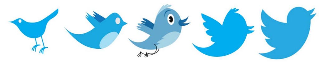 Varients of the “Twitter” logo through the years