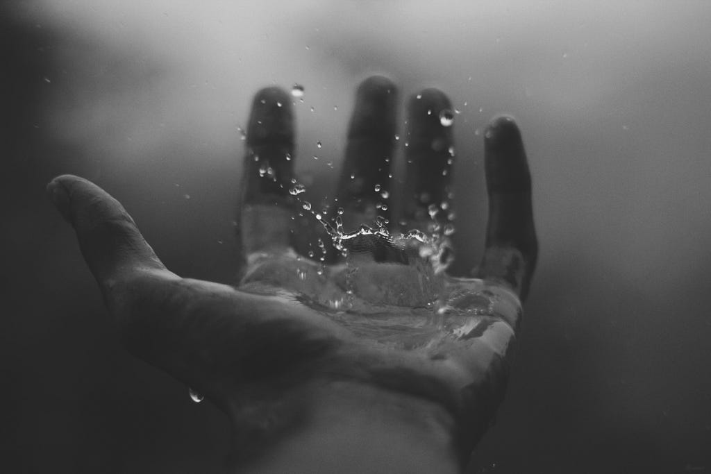 Water splashing on hand — hyperhidrosis implication