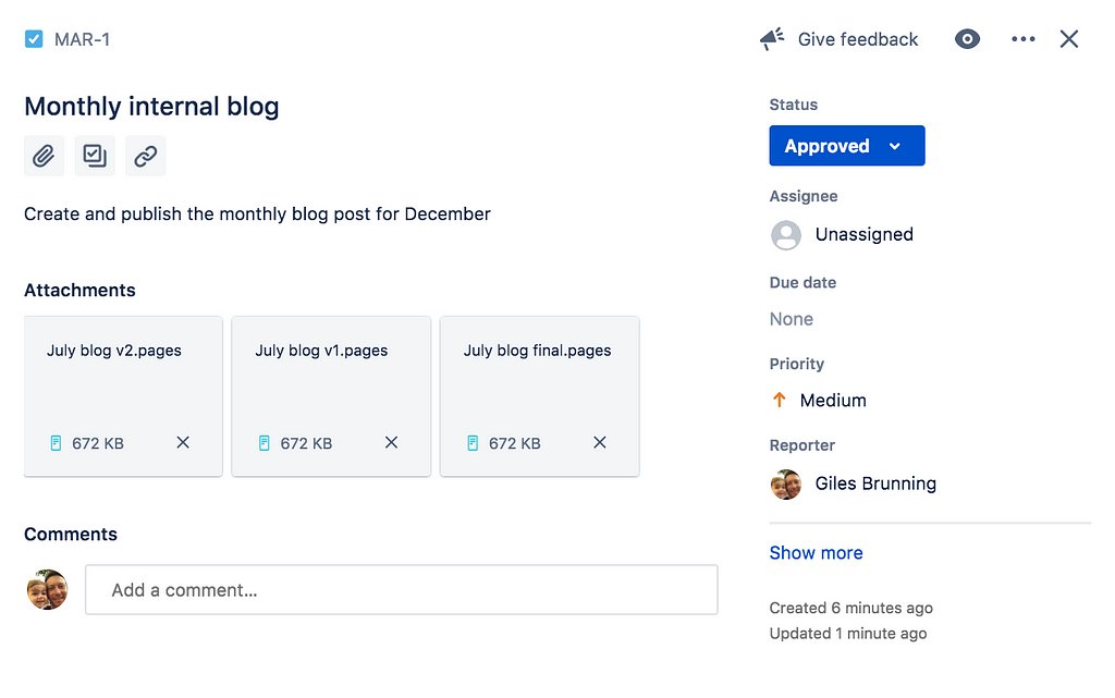 JIRA marketing project management tool