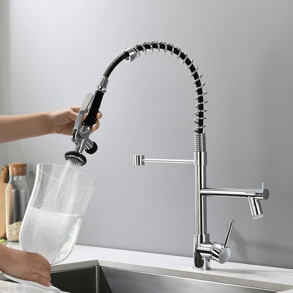 Fapully Commercial Pull Down Kitchen Sink Faucet with Sprayer Brushed Nickel