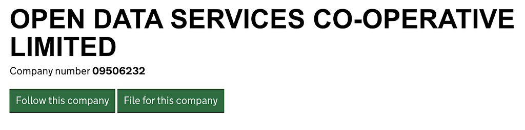 A screenshot of Open Data Services Co-operative Limited on Companies House. https://find-and-update.company-information.service.gov.uk/company/09506232