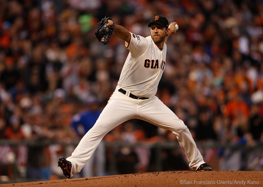 Madison Bumgarner pitches in the first inning.