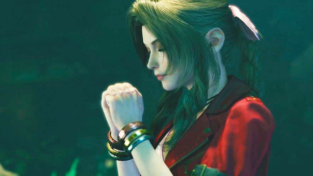 Final Fantasy 7’s Aerith is praying in her last moments.