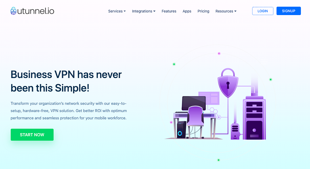 Website screenshot of UTunnel VPN: One of the best business VPNs