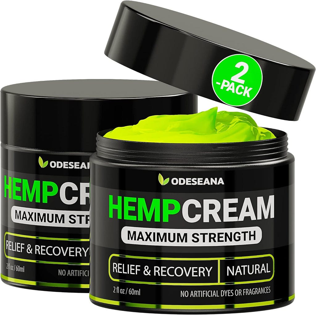 (2 Pack) Hemp Cream for Joint, Back, Knees, Neck, Elbows - Made in The USA - High Strength Hemp Oil Extract with Msm, Arnica, Turmeric, 4 oz Total