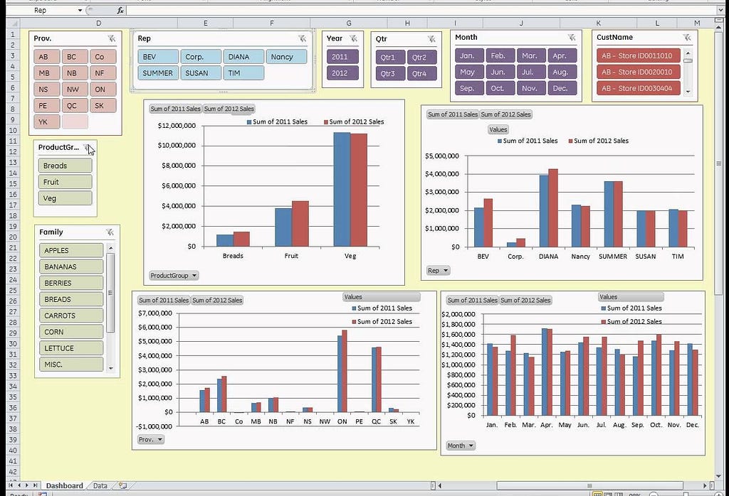 Standard Dashboard for Excel