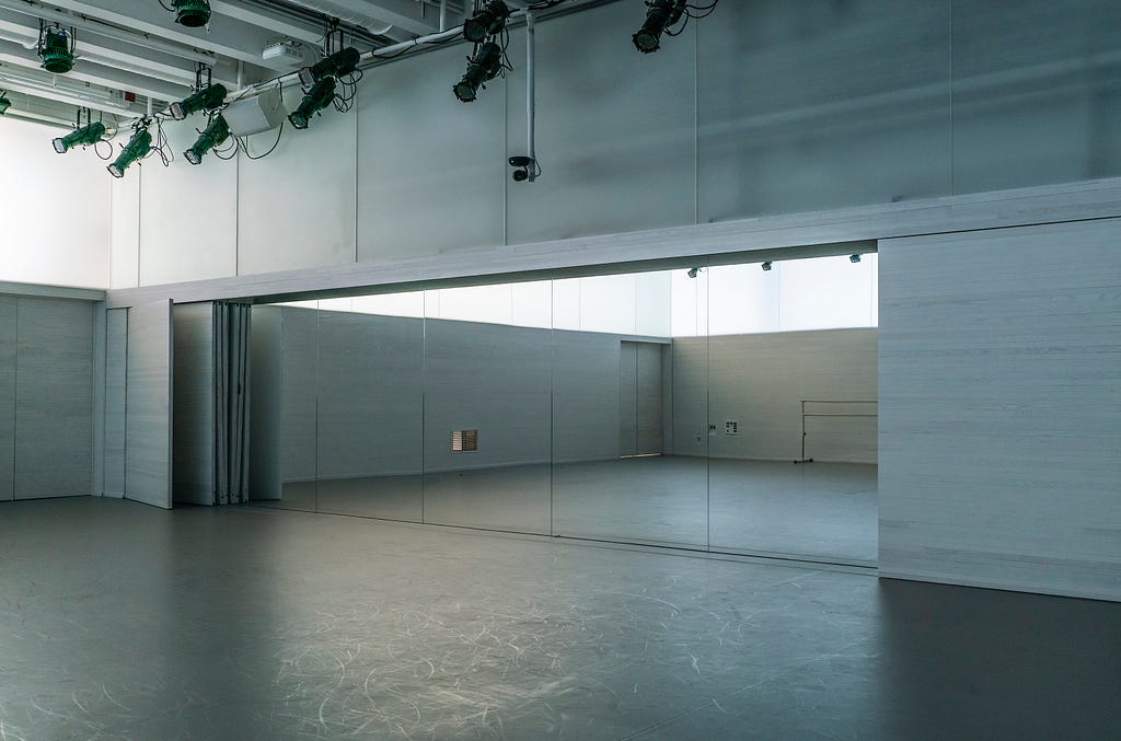 Empty dance studio with mirrors