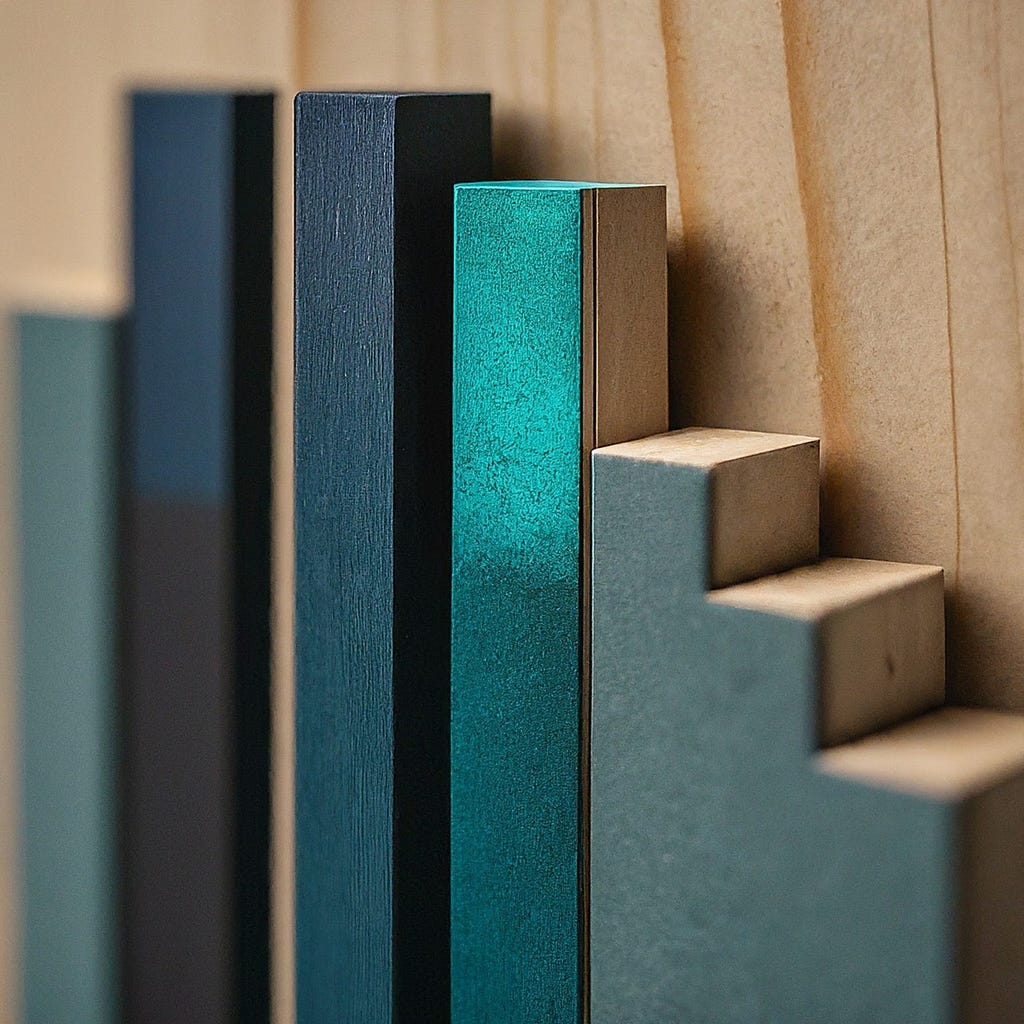 A close-up view of various colored sustainable wooden materials showcasing diversity and eco-friendliness, aligning with the theme of collaborating on Scope 3 emissions.